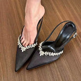 LBSFY  -  Satin Rhinestone Luxury High Heels Women Sexy Designer Sandals Female Shiny Elegant Bridal Pointed Pumps Women Party Dress Shoes